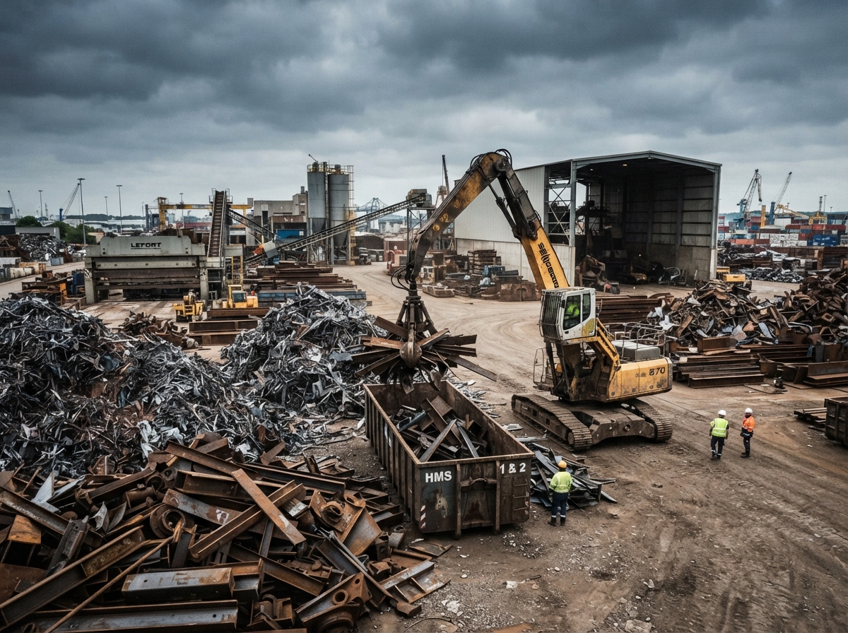 Ferrous heavy melting scrap yard and processing
